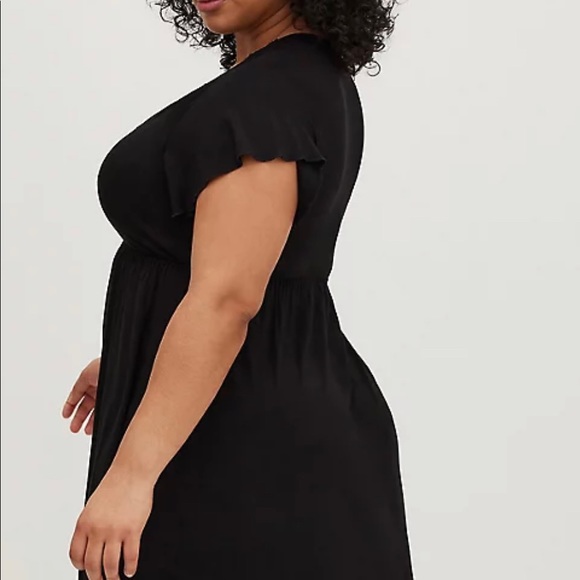 LACE TRIM SLEEP DRESS - SUPER SOFT BLACK - Picture 2 of 2